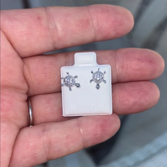 Sterling Silver Stud Earrings - Picture 3 of 5